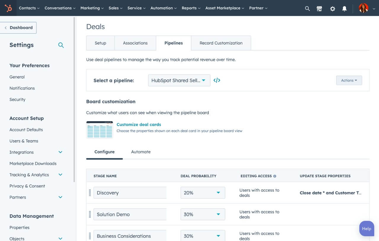 Hubpot pipeline management